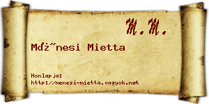 Ménesi Mietta névjegykártya